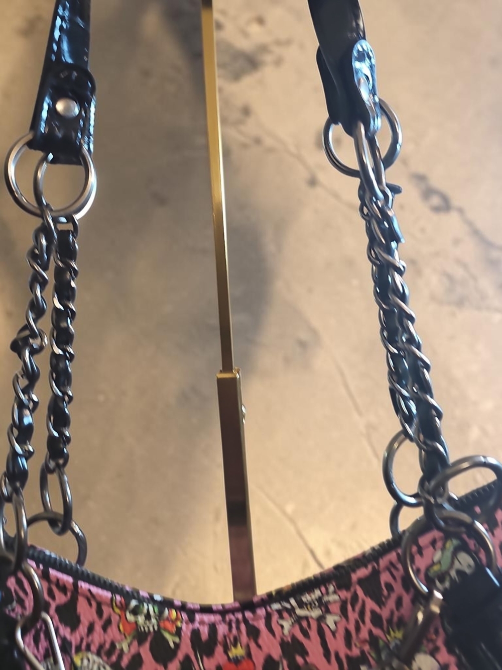 Nwt Ed Hardy Pink Skull Print Shoulder Bag - Picture 4 of 5
